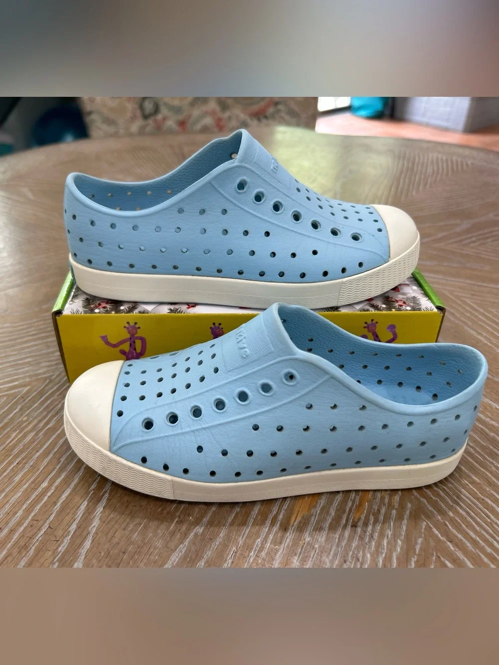 Native Kids Light Blue Slip-On Waterproof Sneakers Casual Summer Unisex Shoes